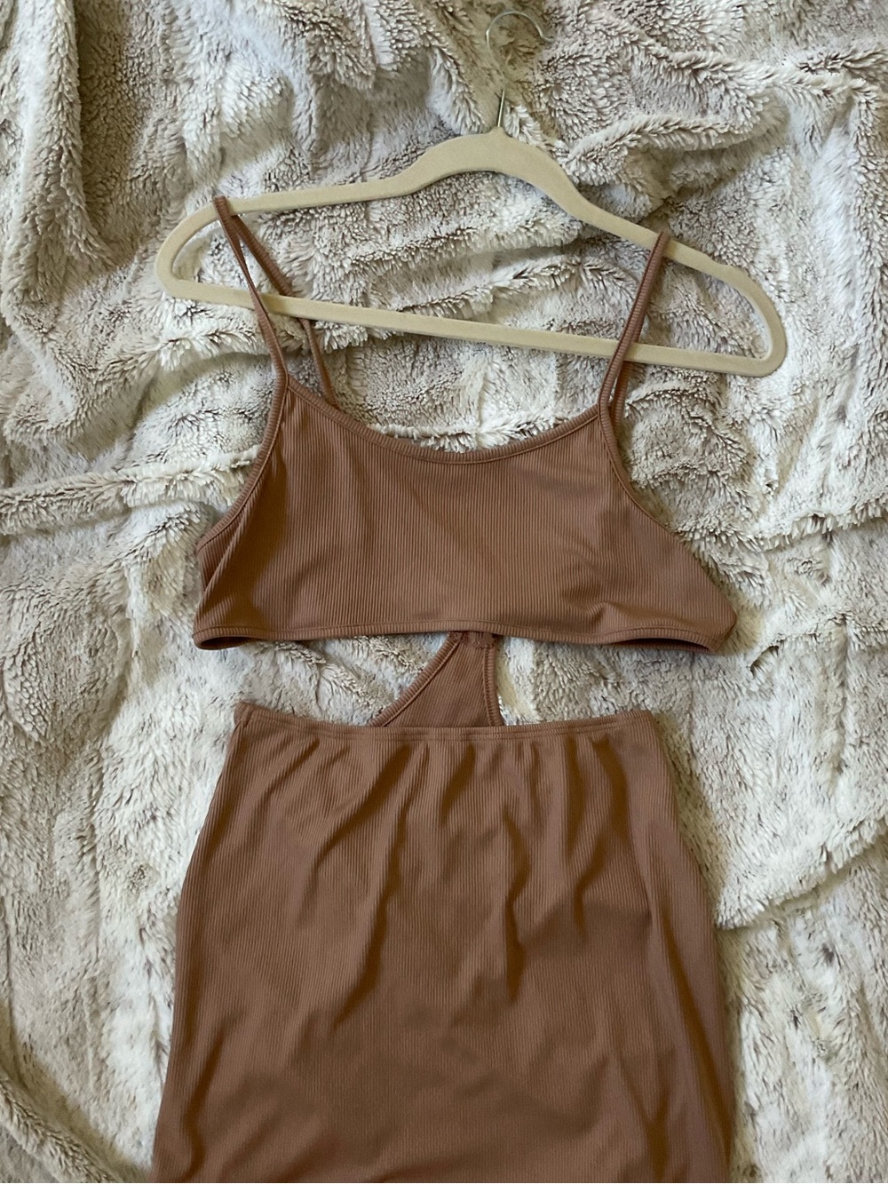 SHEIN Brown Ribbed Maxi Dress